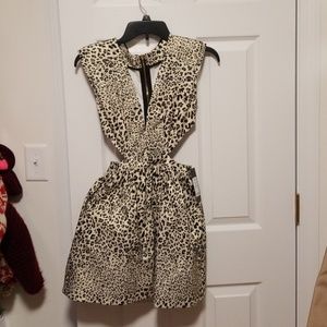 Gold tone leopard print party dress